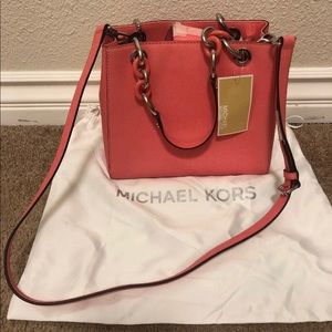 Michael Kors Coral Satchel Leather Purse ~ SM